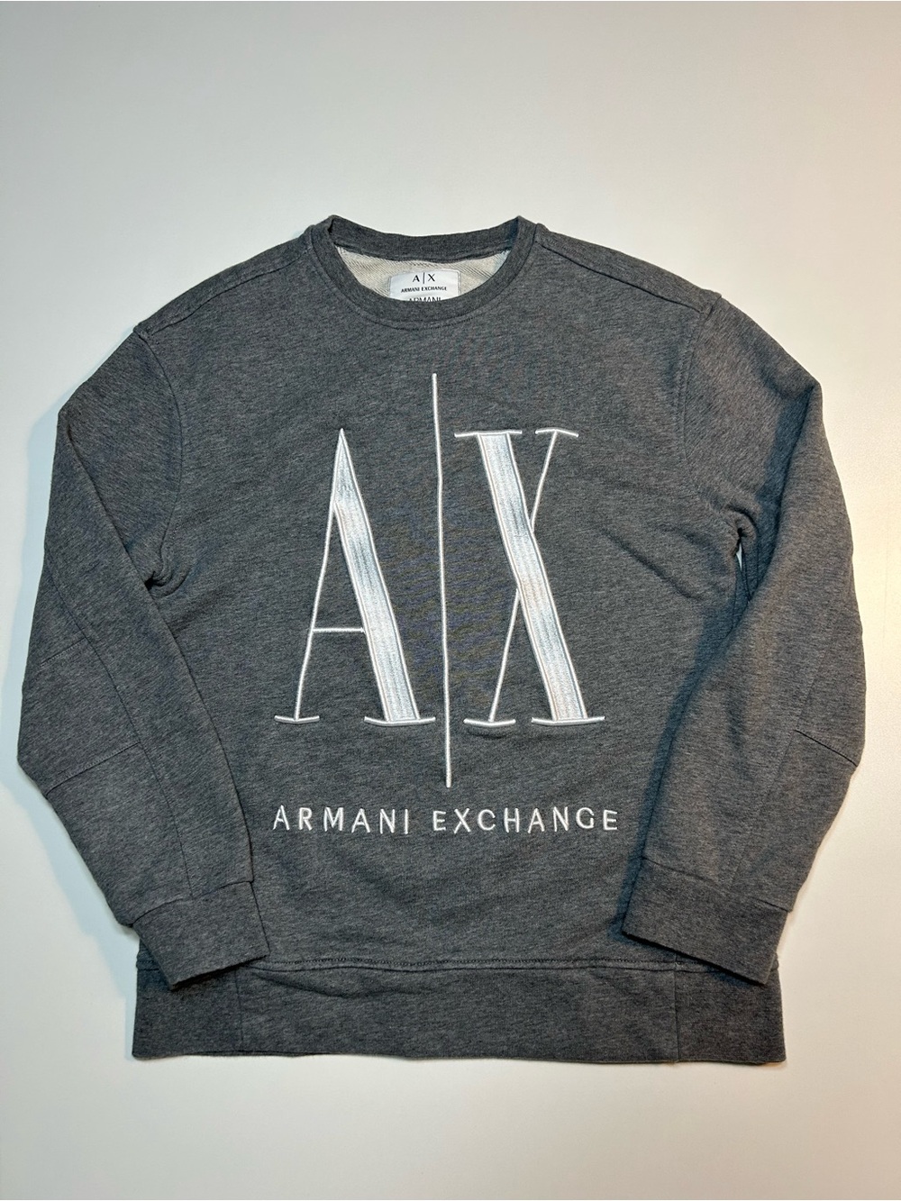 Armani Exchange AX Icon Project Maxi Logo Crewneck Sweatshirt Dark Grey